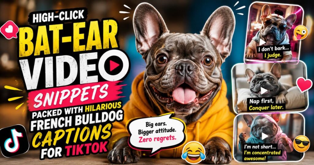 High-Click Bat-Ear Video Snippets Packed with Hilarious French Bulldog Captions for TikTok